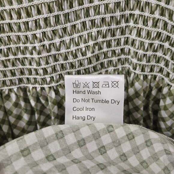 o.p.t NWOT Square Neck Smocked Maxi Dress‎ Green Gingham Size Large - Picture 8 of 9